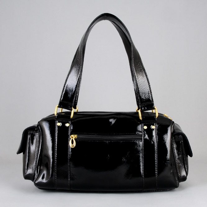 ELEGANT BLACK GENUINE COWHIDE LEATHER HAND BAG