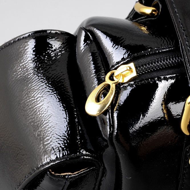 ELEGANT BLACK GENUINE COWHIDE LEATHER HAND BAG