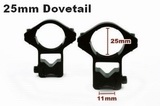 25mm High Profile Scope Ring Mount dovetail PAIR