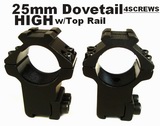 25mm High Scope Ring Mount w/Rail 4S dovetail PAIR