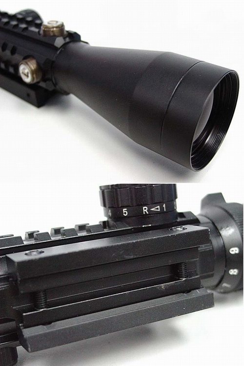 3-9x40 Tri Rail Tactical Mil-Dot Rifle Scope Red/Green