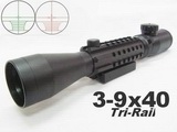 3-9x40 Tri Rail Tactical Rangefinder Rifle Scope