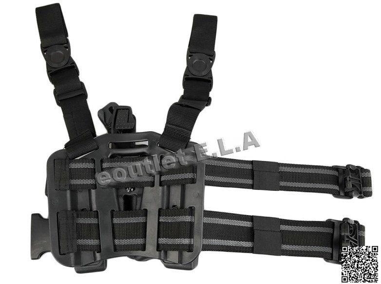 Q.R. Level 3 Tactical Holster (Black, RH, M1911) w/Flashlight Sl