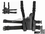 Q.R. Level 3 Tactical Pistol Drop Leg Holster RH M92 Black