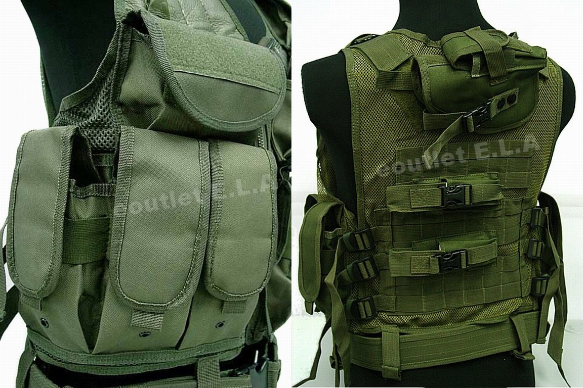 DELUXE Cross Draw Tactical Assault Vest Olive Drab