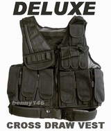 DELUXE Cross Draw Tactical Assault Vest SWAT BLACK