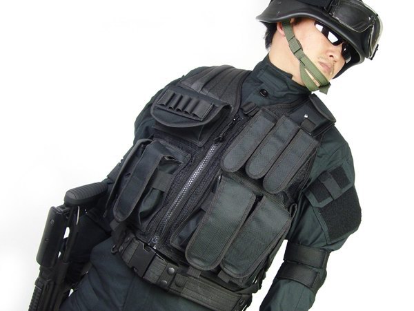 DELUXE Cross Draw Tactical Assault Vest SWAT BLACK