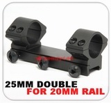 Double 25mm Scope Ring Mount for 20mm Weaver Rail