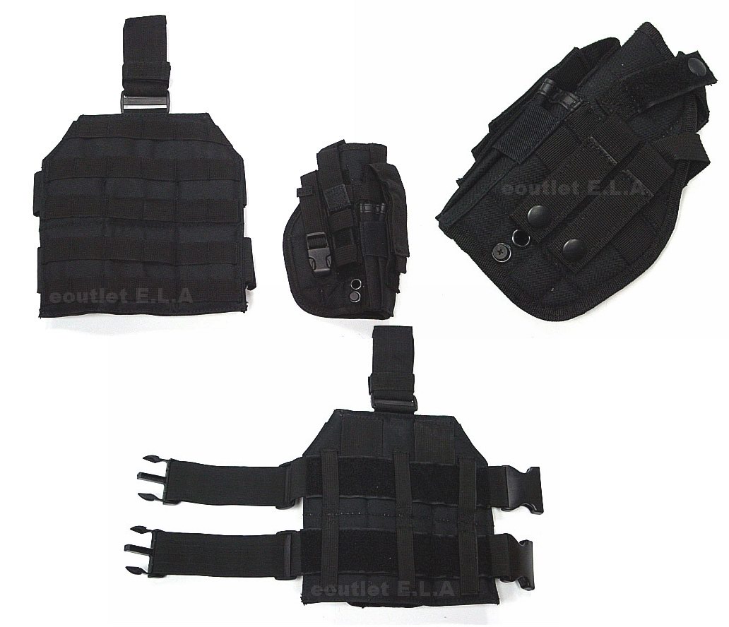 MOLLE Drop Leg Platform Panel w/Pistol Holster BK