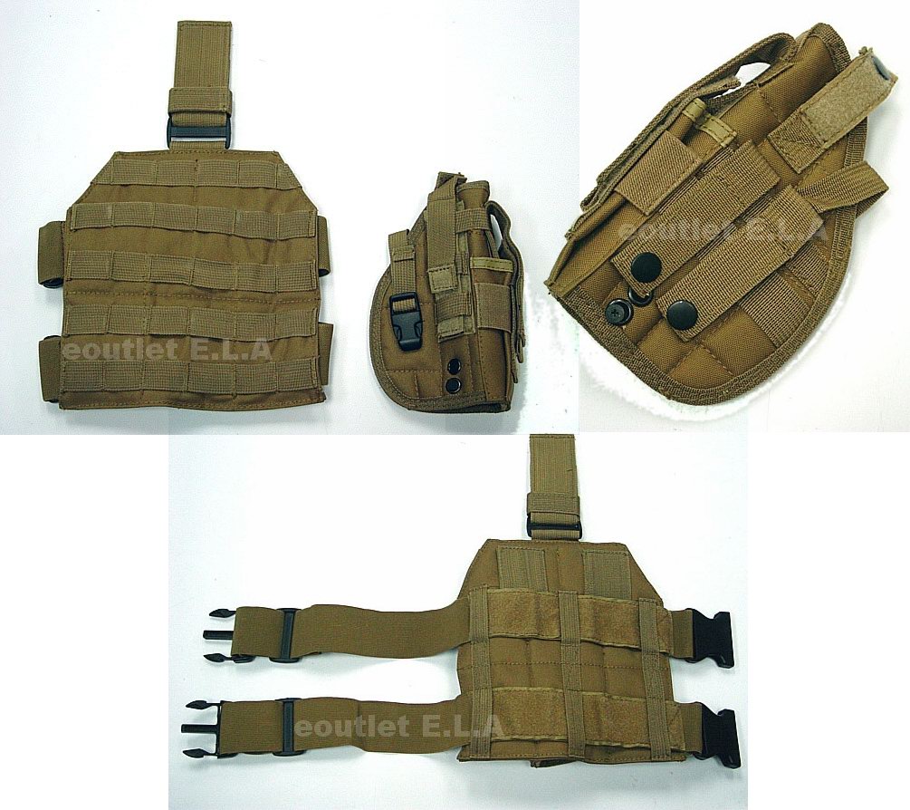 MOLLE Drop Leg Platform Panel w/Pistol Holster Tan