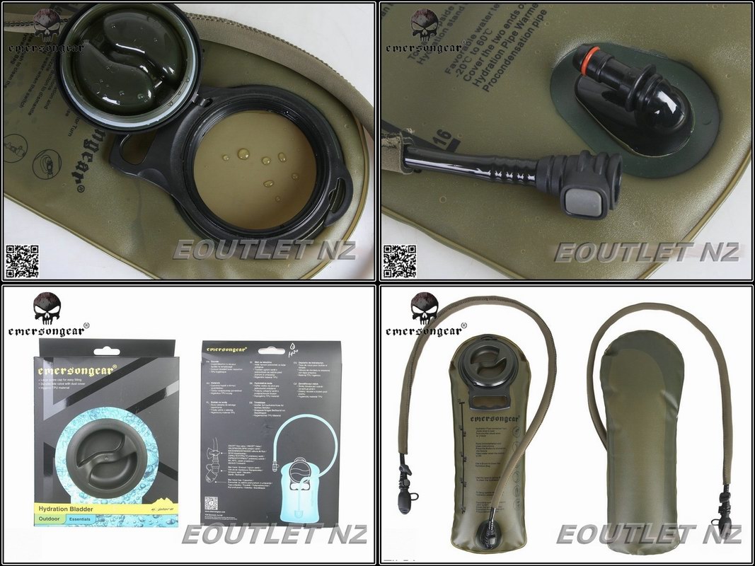 Emerson TPU 2.5L Water Hydration Bladder with Switch Head Black