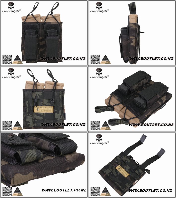 EMERSON 5.56 & Pistol Double Open Top Mag Pouch BLACK