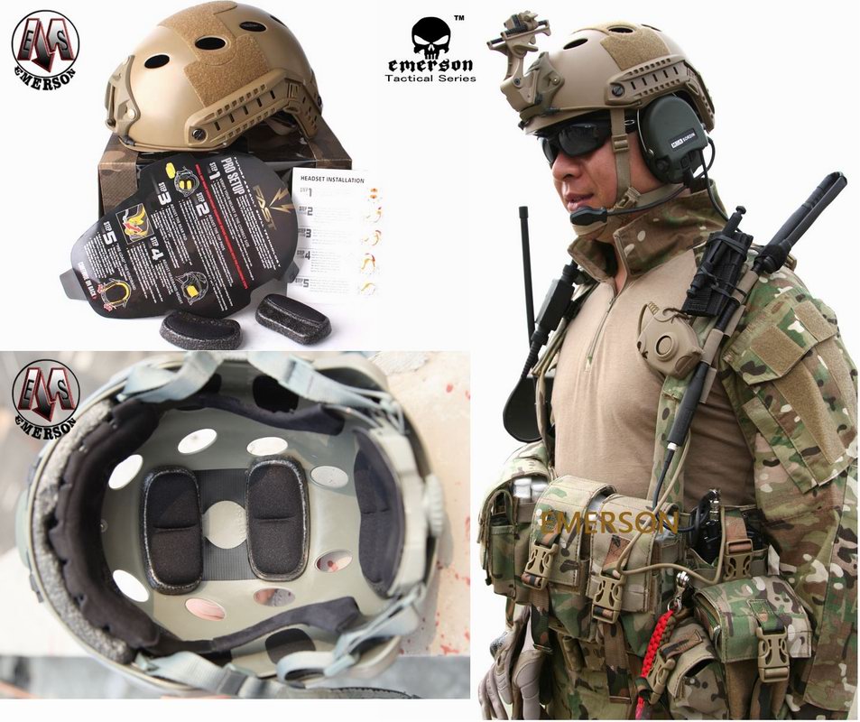 Emerson FAST PJ Carbon Style Helmet TAN