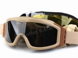 Quality Tactical Goggles w/3 Colour Lens Set DE/TAN