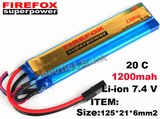 Firefox 7.4V 1200mAh Li-Po 2pcs Battery 20C