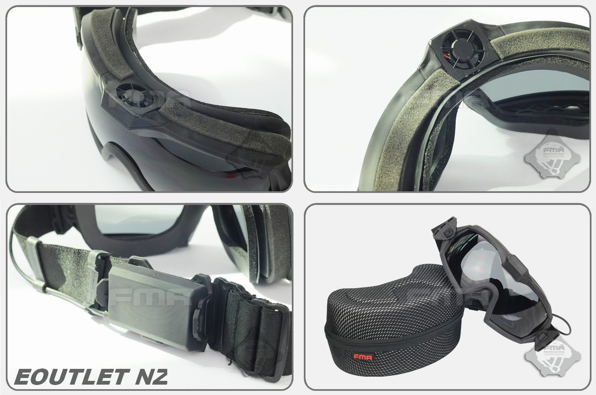 FMA Tactical Regulator Goggle With Fan (Black) w/Case