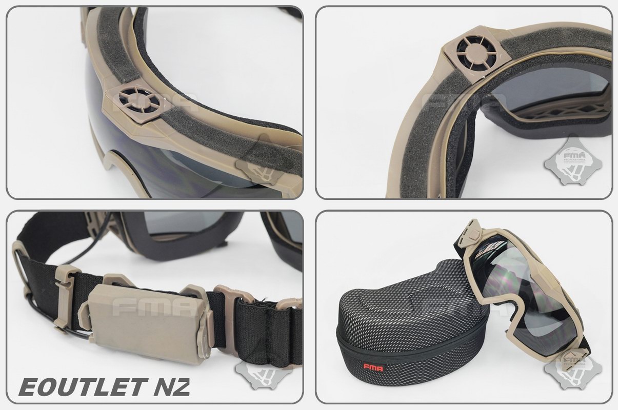 FMA Tactical Regulator Goggle With Fan (Dark Earth DE) w/Case