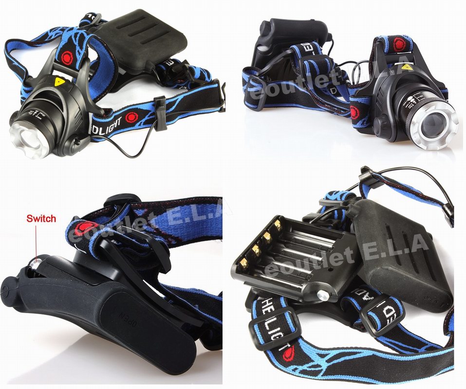 2000Lm CREE T6 Zoom LED AA Headlight Weatherproof Headlamp