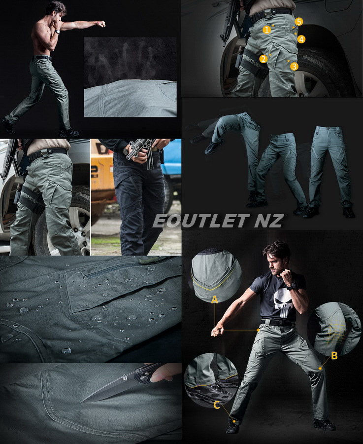 IX9 Tactical Combat Cargo Pants Ripstop Black
