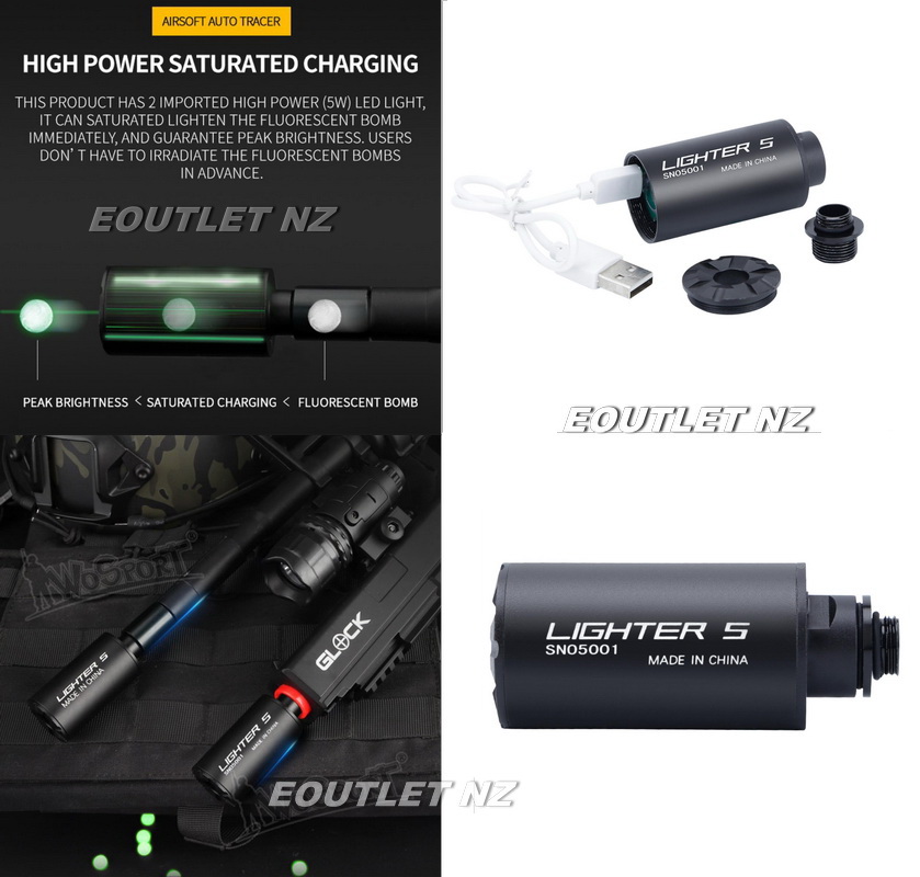 Airsoft Auto Tracer Unit Lighter S w/Adapter (14mm CCW/10mm CW)