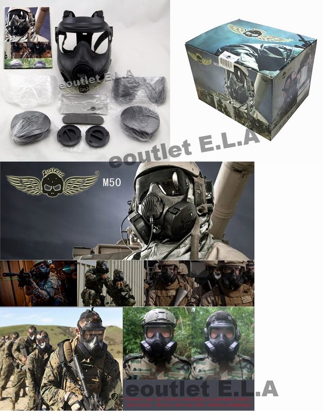 M50 TACTICAL Full Face Gas Mask w/Fan System BK