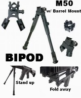 M50-D2L Extendable Bipod Picatinny Rail & Barrel