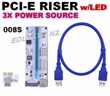 DELUXE! VER008S PCI-E Riser Card 3in1 POWER For GPU Mining