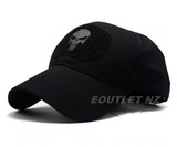 Tactical PUNISHER Cap w/ Mesh Sides & Hook n Loop Back Black