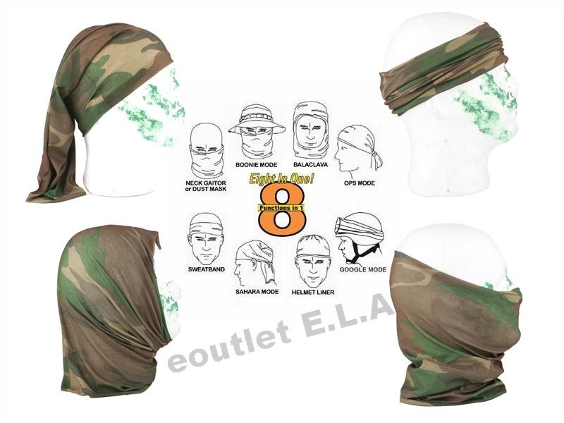 Emerson Multi Purpose Wrap Scarf Face Mask Woodland