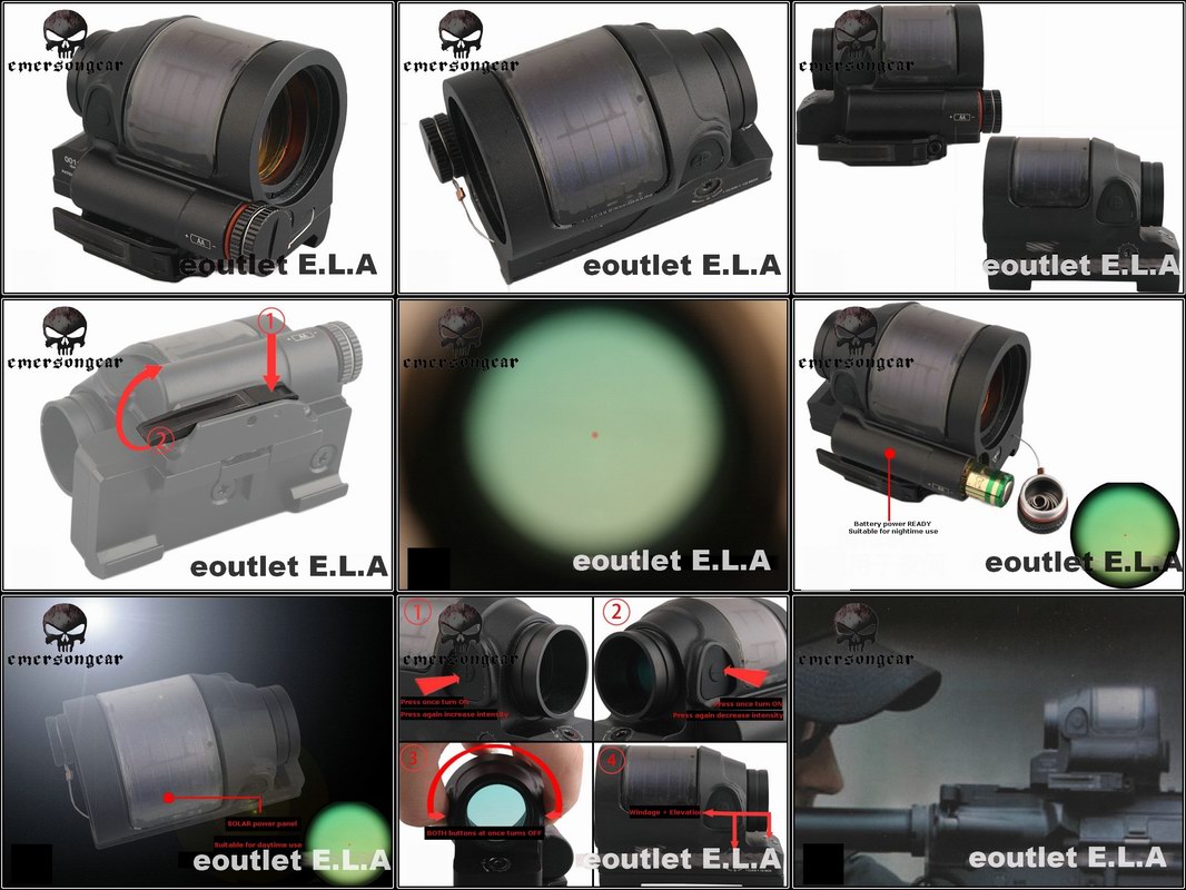 1x38 Tactical SRS Style Red Dot Sight Scope - Dual Power Supply