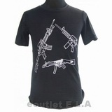 M4A1 MP5 3 Rifle Design Airsoft T-Shirt Black - L