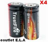 Trustfire Rechargeable 16340 CR123 3.7v Battery X4
