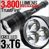 TrustFire 3xT6 LED Flashlight Torch 3800L RECHARGE