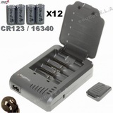 TrustFire TR-003 4ch Charger + 12x UltraFire 16340 CR123A PROTEC