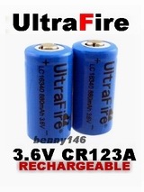 2X UltraFire 3.7V CR123A RECHARGEABLE Battery 16340
