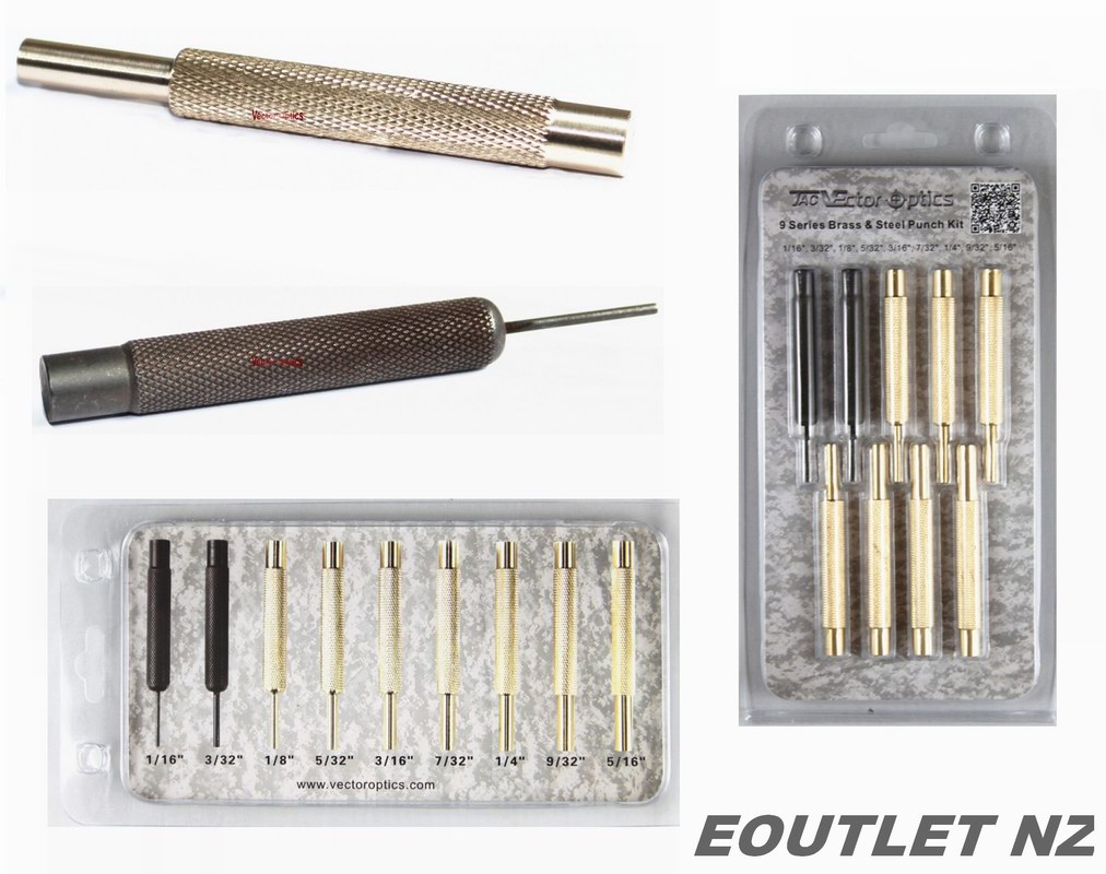 Vector Optics 9 Pcs Gun Smith Punch Tool Kit (Steel & Brass)