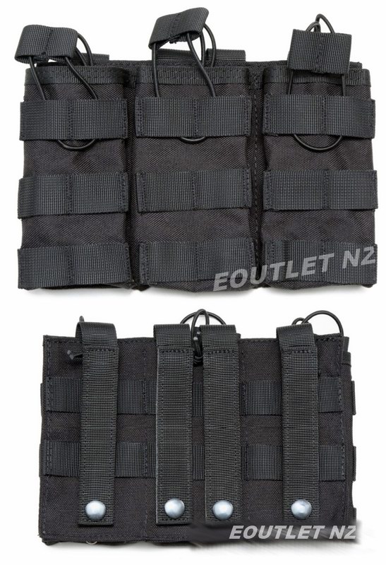 P.D MOLLE Triple Open Top Magazine Pouch Black